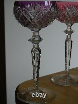 Antique Four Wine Roemer Glasses Crystal Val St Lambert