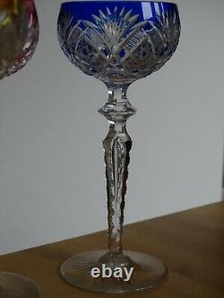 Antique Four Wine Roemer Glasses Crystal Val St Lambert