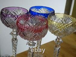 Antique Four Wine Roemer Glasses Crystal Val St Lambert