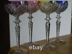 Antique Four Wine Roemer Glasses Crystal Val St Lambert