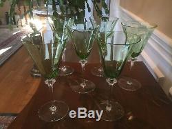 Antique Hand Blown Green Crystal Wine Stems