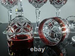 Antique Large 6 Glasses Chalice Wine Crystal Colour Hofbauer BOHÈME Tags