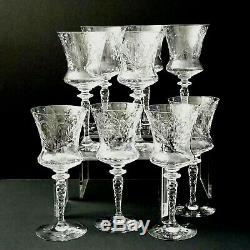 Antique NEWTON CRYSTAL CO KING 8 WATER GOBLETS Wine Glasses CUT 2 Lots of 4 VTG
