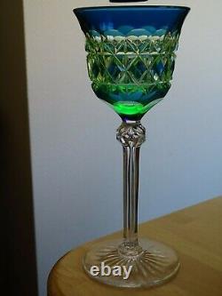 Antique Roemer Wine Glass Crystal Val Saint Lambert Blue Uranuim Vaseline