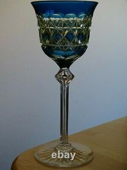 Antique Roemer Wine Glass Crystal Val Saint Lambert Blue Uranuim Vaseline