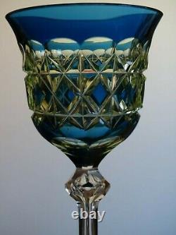 Antique Roemer Wine Glass Crystal Val Saint Lambert Blue Uranuim Vaseline