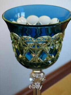 Antique Roemer Wine Glass Crystal Val Saint Lambert Blue Uranuim Vaseline