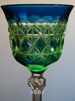 Antique Roemer Wine Glass Crystal Val Saint Lambert Blue Uranuim Vaseline