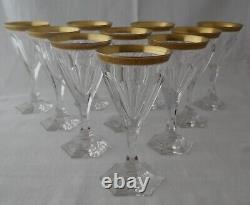 Antique Set 10 MOSER CRYSTAL Adela Melikoff WHITE WINE GLASS GOLD ENCRUSTED RIM