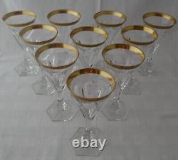 Antique Set 10 MOSER CRYSTAL Adela Melikoff WHITE WINE GLASS GOLD ENCRUSTED RIM
