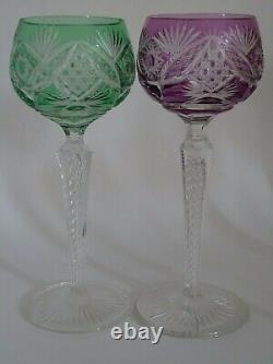 Antique Two Wine Roemer Glasses Crystal Pattern Leg Air Twist