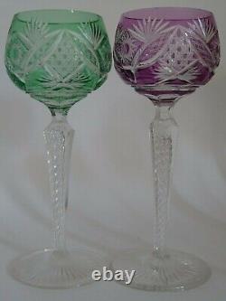 Antique Two Wine Roemer Glasses Crystal Pattern Leg Air Twist