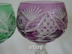 Antique Two Wine Roemer Glasses Crystal Pattern Leg Air Twist