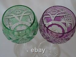 Antique Two Wine Roemer Glasses Crystal Pattern Leg Air Twist