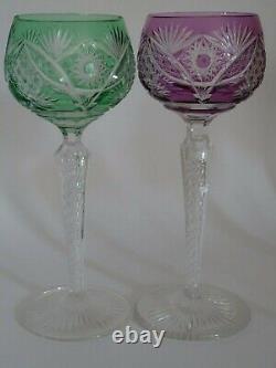 Antique Two Wine Roemer Glasses Crystal Pattern Leg Air Twist