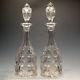 Antique Vintage Crystal Fruiting Vine Matched Pair Wine Decanters Stoppers c1900