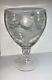 Antique Wheel Etched Crystal Bohemian Wine Glass Goblet Fox Hunting Horse