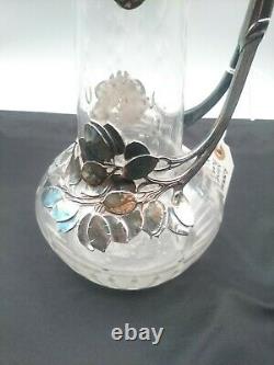 Art Nouveau Jugendstil 1904 WMF Silver Overlay Glass Wine Claret Pitcher WMFB