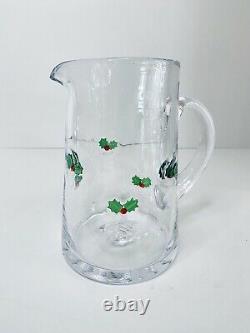 Artland HOLLY DAYS Williamsburg Hand Blown Iced Tea Glass Wine Pitcher Set