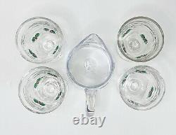 Artland HOLLY DAYS Williamsburg Hand Blown Iced Tea Glass Wine Pitcher Set