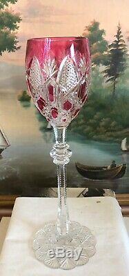 BACCARAT CZAR TSAR 10.5 Tall Cranberry Cut to Clear Glass Wine with MARK