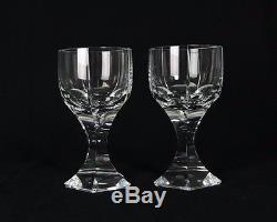 BACCARAT Clear Vertical Cut Crystal MERCURE Set of Two Water Wine Goblets