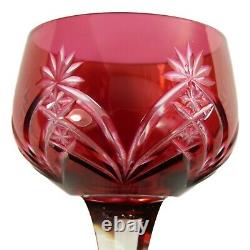 BACCARAT Crystal Set of 6 Cranberry Hock Wine Glass / Glasses 7 5/8