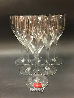 BACCARAT Set of Six Tulip-Shaped Clear Crystal ST. REMY Wine Glasses 8.5