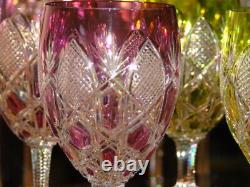 BACCARAT Tsar/Czar pattern Wine Clarets SET of 12 6 DIFFERENT COLORS