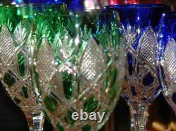 BACCARAT Tsar/Czar pattern Wine Clarets SET of 12 6 DIFFERENT COLORS