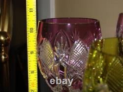 BACCARAT Tsar/Czar pattern Wine Clarets SET of 12 6 DIFFERENT COLORS