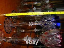 BACCARAT Tsar/Czar pattern Wine Clarets SET of 12 6 DIFFERENT COLORS