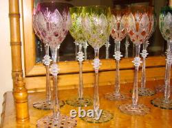 BACCARAT Tsar/Czar pattern Wine Clarets SET of 12 6 DIFFERENT COLORS