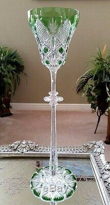 BACCARAT Vintage CZAR TSAR 14 Tall Green Cut to Clear Crystal Wine Water Goblet