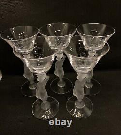 BAYEL Crystal France Frosted Nude Stem White Cordial Wine Glasses Set of 5