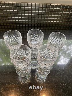 BEAUTIFUL Boyne By Waterford Crystal Claret Red Wine Glasses 4.75H (SET OF 5)