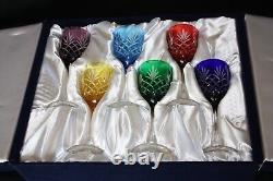 BEAUTIFUL FABERGE CRYSTAL ODESSA GLASSES, Set of 6 in a VELVET BOX