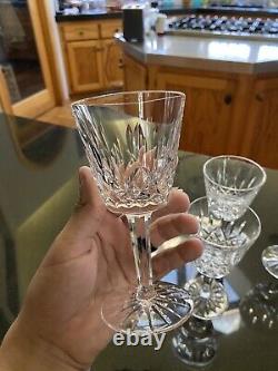 BEAUTIFUL SET OF 6 Waterford Crystal Lismore Claret Wine Glasses Ireland 6H