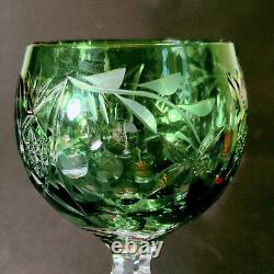 BEYER CRYSTAL TALL WINE HOCK, Green, Cut Lead Crystal, 7 5/8, 8 Oz, GERMANY