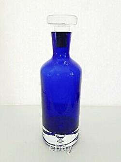 BLOCK CRYSTAL Stockholm Cobalt Blue Wine Whiskey Decanter Bubble Base 11 Tall