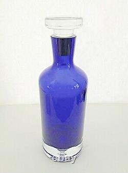 BLOCK CRYSTAL Stockholm Cobalt Blue Wine Whiskey Decanter Bubble Base 11 Tall
