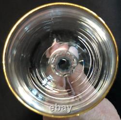 BOHEMIA CZECH CRYSTAL WINE GLASSES TULIP BOWL GOLD TRIM GENEVA SET of 10 MINT