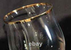 BOHEMIA CZECH CRYSTAL WINE GLASSES TULIP BOWL GOLD TRIM GENEVA SET of 10 MINT