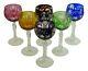 BOHEMIAN Crystal Set of 6 Coloured Hock Wine Glass / Glasses 7 5/8