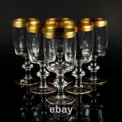 BOHEMIAN cut crystal glass gold rising red wine drinking glass SET of six