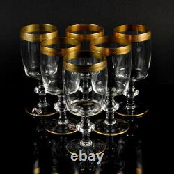 BOHEMIAN cut crystal glass gold rising red wine drinking glass SET of six