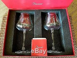 Baccarat Chateau 8 1/4 Crystal White Wine Glass Set of 2 Brand New In Red Box