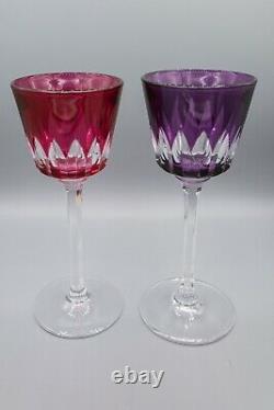 Baccarat Crystal France Lavandou Colored Rhine Wine Hock Set 6 -7.5 H FREE SHIP