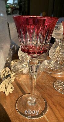 Baccarat Crystal France cranberry cut to clear wine glass in Buckingham pattern