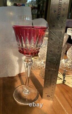 Baccarat Crystal France cranberry cut to clear wine glass in Buckingham pattern